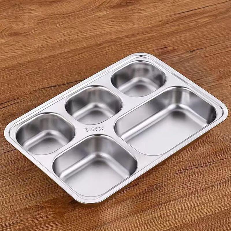 Anyi 304 Stainless Steel Divided Meal Plate New Chinese Style 5-Compartment