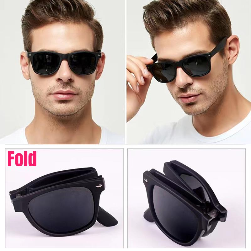 New Fashion Folding Sunglasses Men Brand Designer Eyewear Women Fold Fashion Square Portable Outdoor Sport Male Sun Glasses