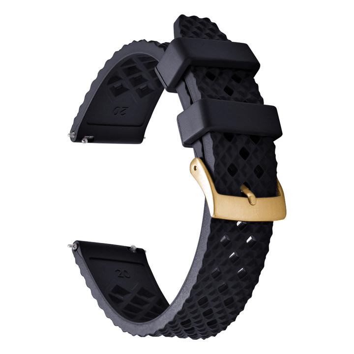20mm/22mm Honeycomb Pattern FKM Rubber Watch Band Quick Release Spring Bars For Seiko SRP775Sweatproof Durable Replacement Strap