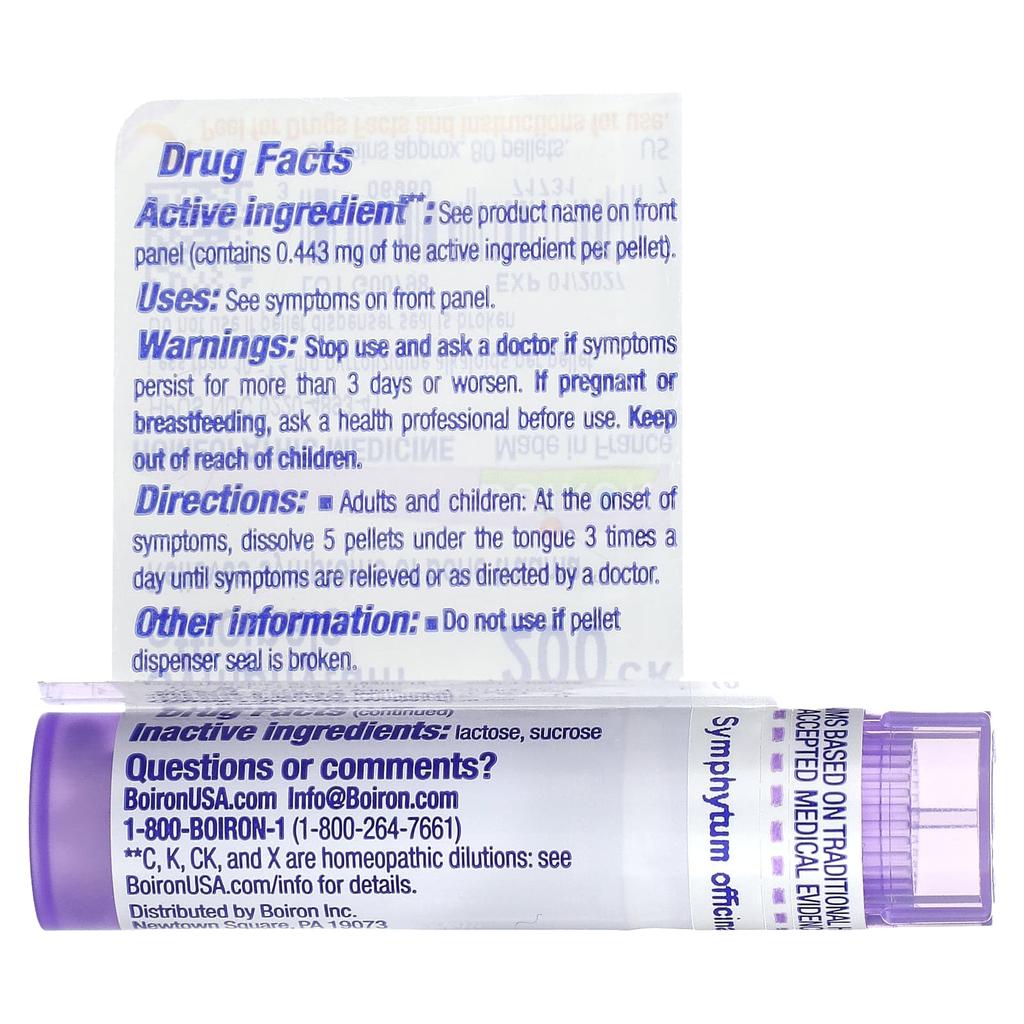 Symphytum Officinale, 200Ck, Bone Pain Relief, Approximately 80 Pellets