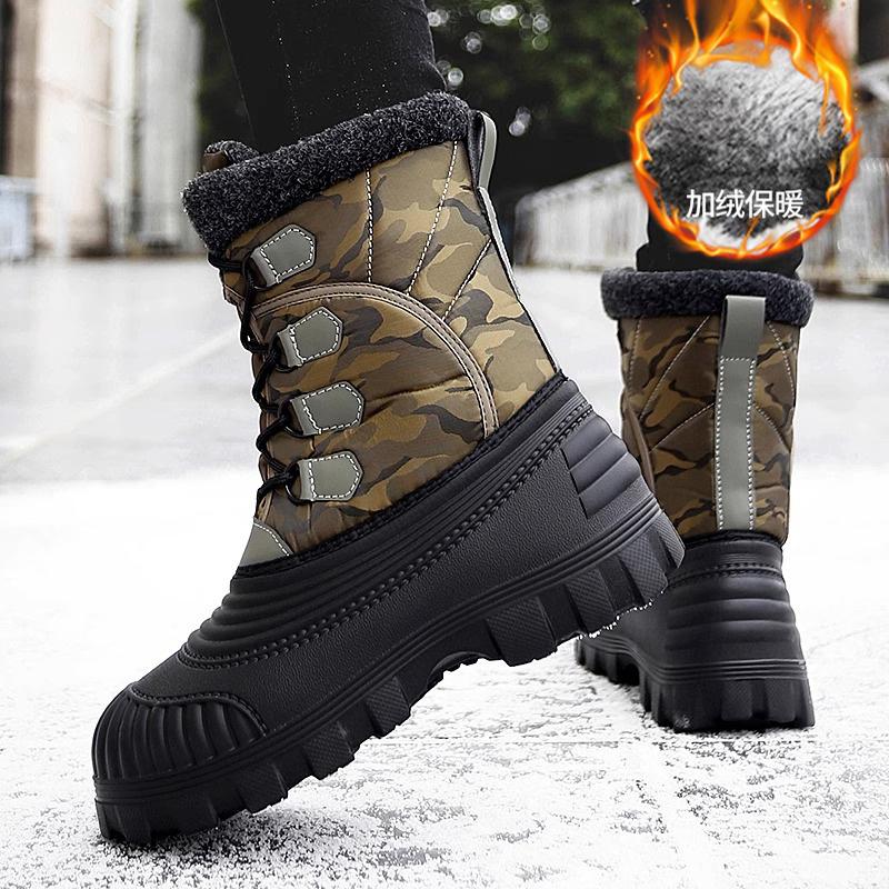 Russian snow boots winter velvet thickened warm large cotton shoes outdoor mountaineering high-top shoes