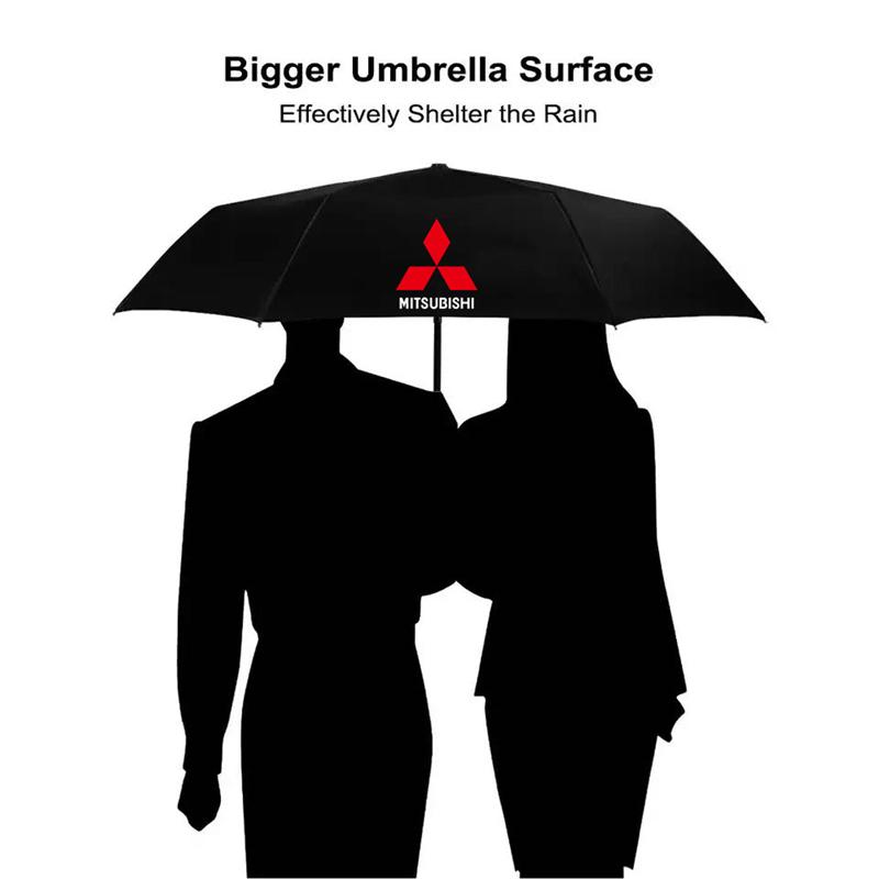 Car Logo Automatic Folding Windproof Sunshade Umbrella for Mitsubishi Lancer ASX Outlander Pajero Evolution Car Accessories