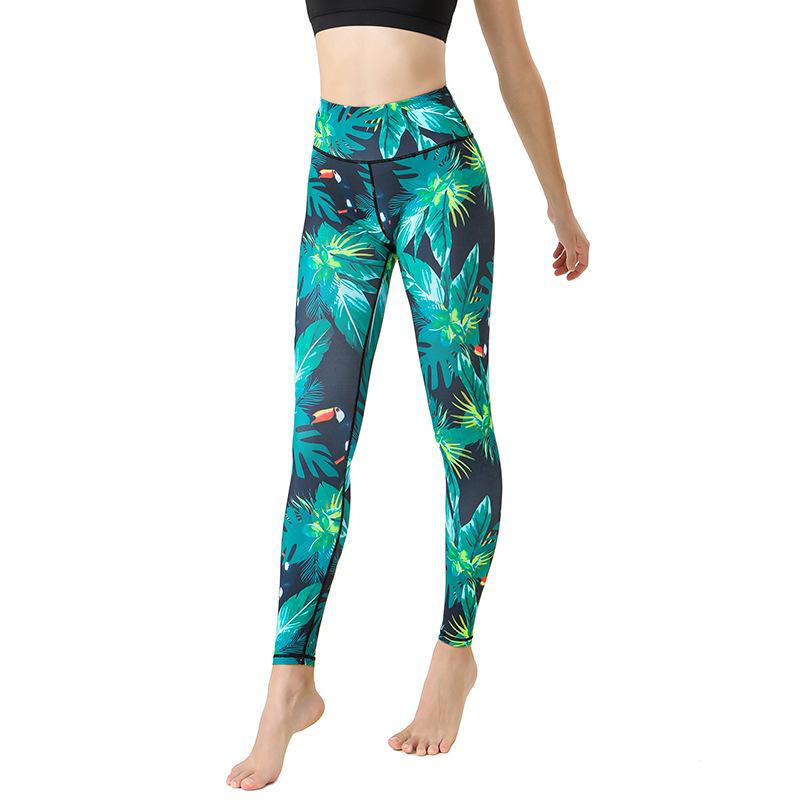 Spring and summer new yoga pants women's quick-drying hip-lifting printed dance fitness pants sports leggings