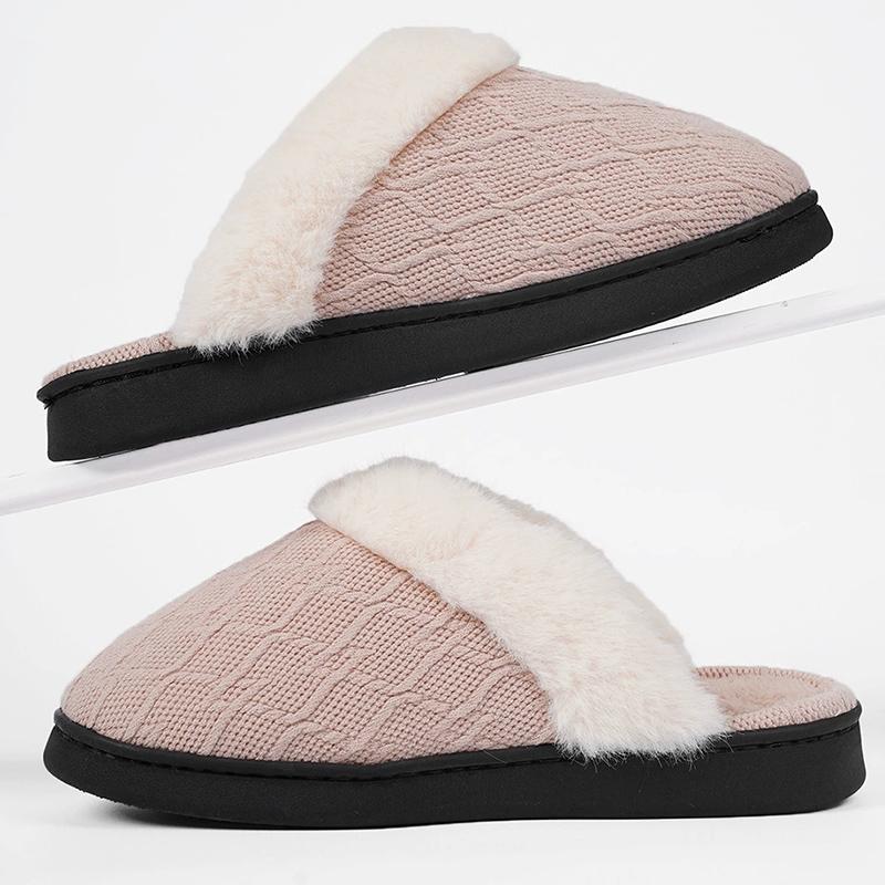 Fashion Slip On Platform Fur Slippers for Women Fashion Mix Color Furry House Cotton Slides Woman Light Non Slip Cotton Slippers Female
