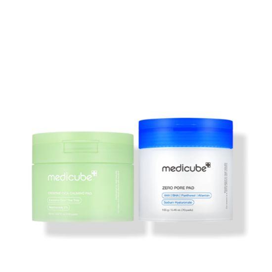 Medicube Pore X Soothing Set (Exosome Cica Calming Pads 150ml / 100 Pads + Zero Pore Pads 2.0 155g / 70 Pads) Pore Care & Skin Soothing Kit