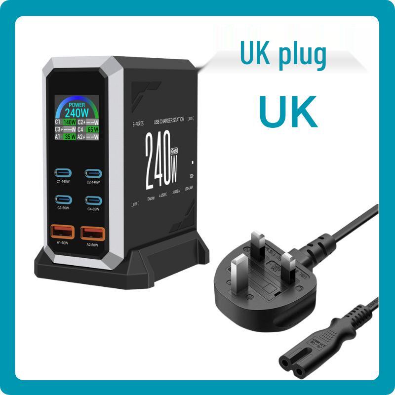 240W GaN Multi-Port USB Fast Charger with Dynamic Display