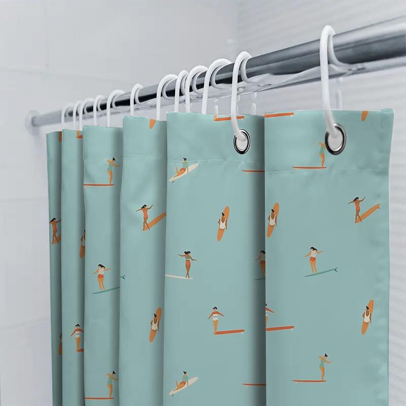 Shower Curtain Beach Ocean Wave Blue Bathroom Decor Coastal Seascapes Waterproof Fabric Liner Home Textile Room Divider