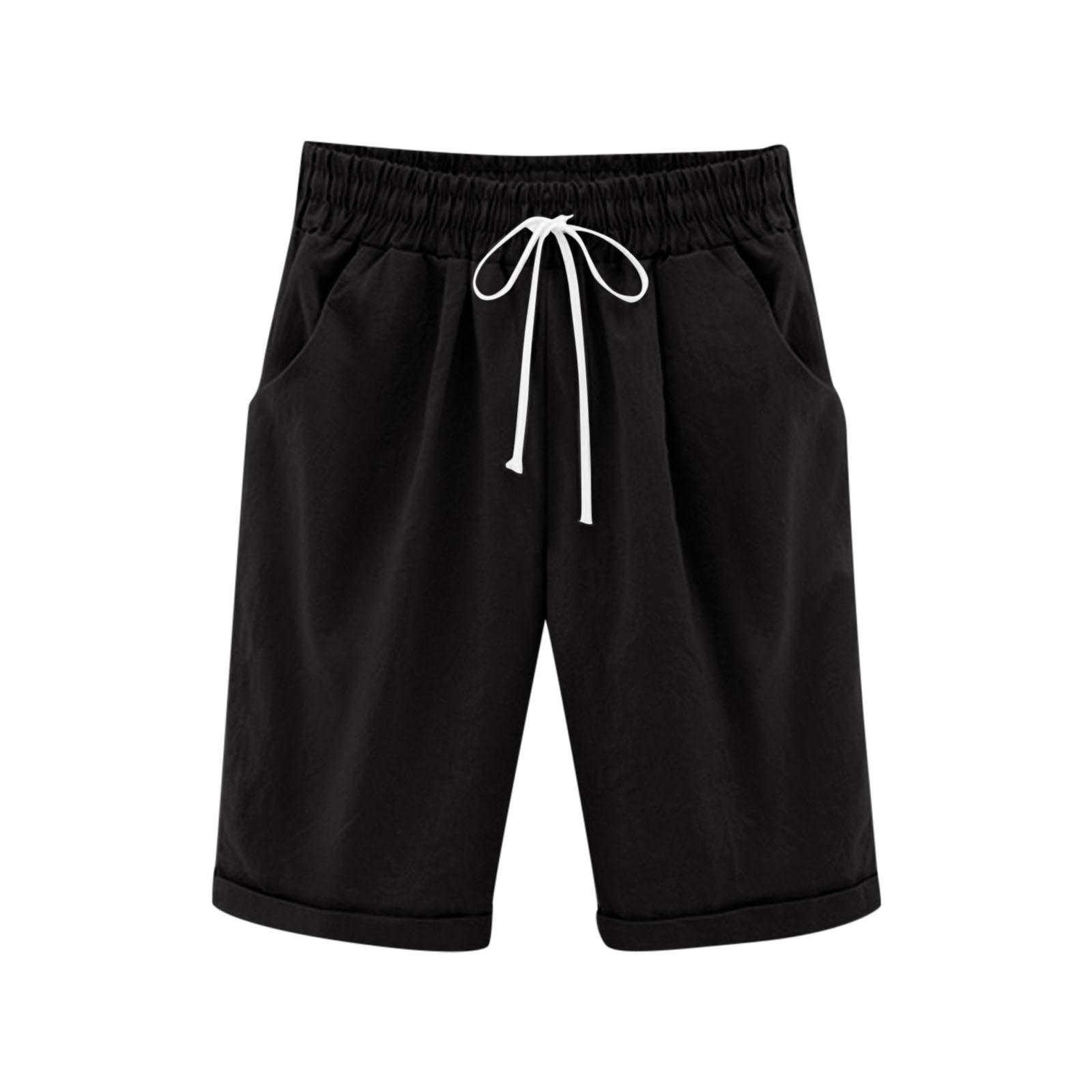

Summer Boys And Girls Solid Color Pull Rope Elastic Belt Pocket Casual Sports Five Minute Pants 140 чорний