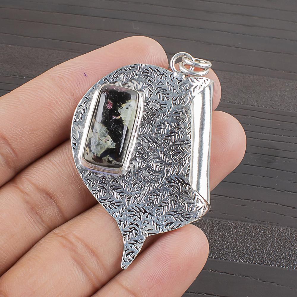 Natural Edulite Gemstone 925 Sterling Silver Jewelry Designer Pendant 2.09  AJP-2401