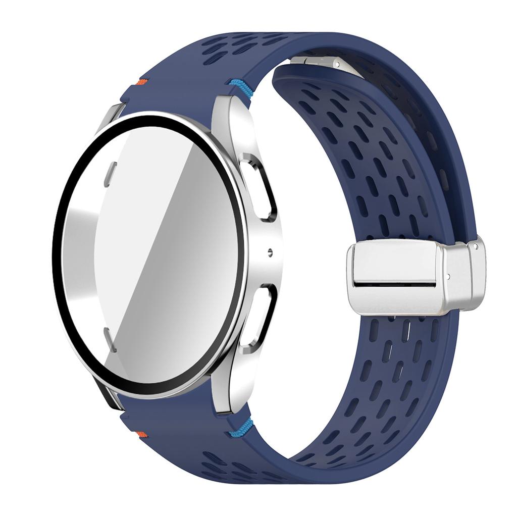 Case+Strap for Samsung Galaxy Watch 7 6 5 4 40/44mm Silicone Magnetic Band Tempered Glass Screen Film PC Protector Cover Bumper