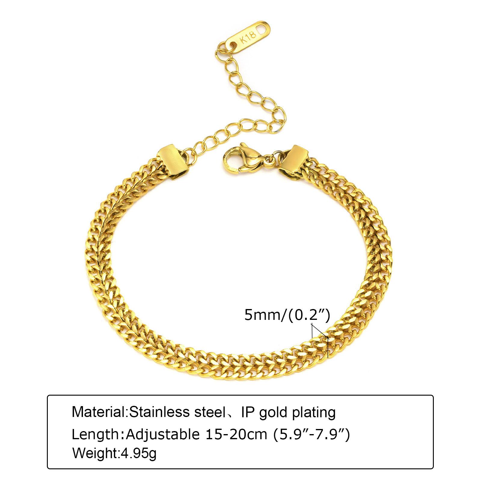 

Stainless Steel Gold Color Double Spell Thick Twist Chain Bracelet Female Simple Temperamental Jewelry