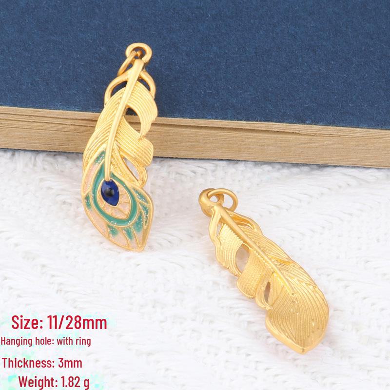 DIY Necklace and Bracelet Kit: Ancient Gold & Peacock Feather Pendants