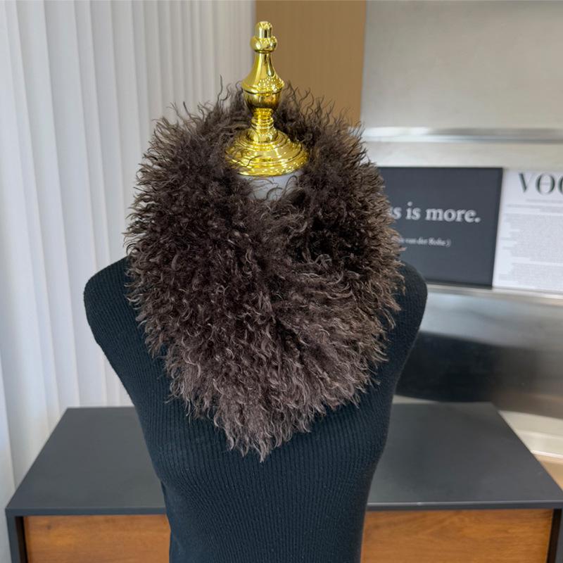 Women's Faux Fur Double-Sided Wool Neck Gaiter - Thickened Warm Winter Scarf
