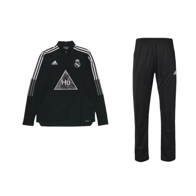 

Футбольный свитер Adidas Real Madrid с воротником-стойкой и длинным рукавом, мужской спортивный костюм, черный TR30P-BW+GK7841 S