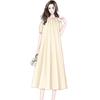 Summer French off-the-shoulder bubble sleeve dress, large size women's clothing, covering the belly and showing thinness, loose temperament medium an