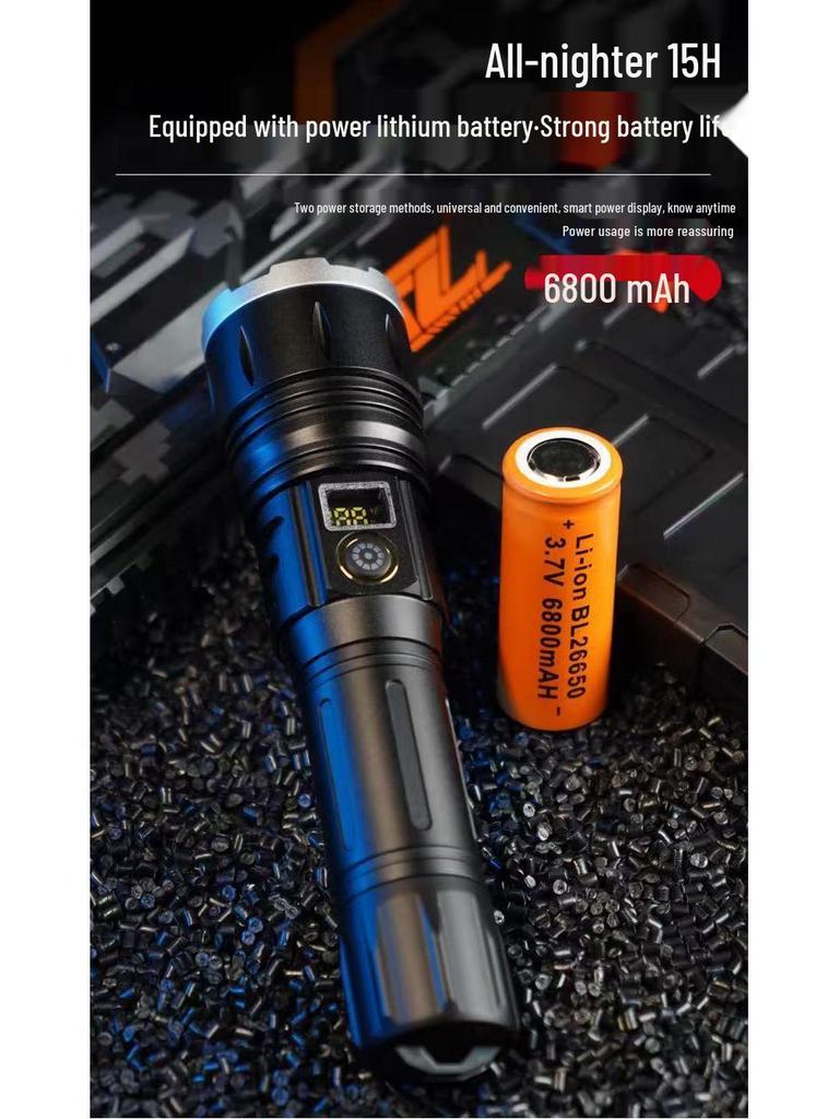 High-Power Long-Range LED Flashlight with Zoom & USB Charging for Night Fishing