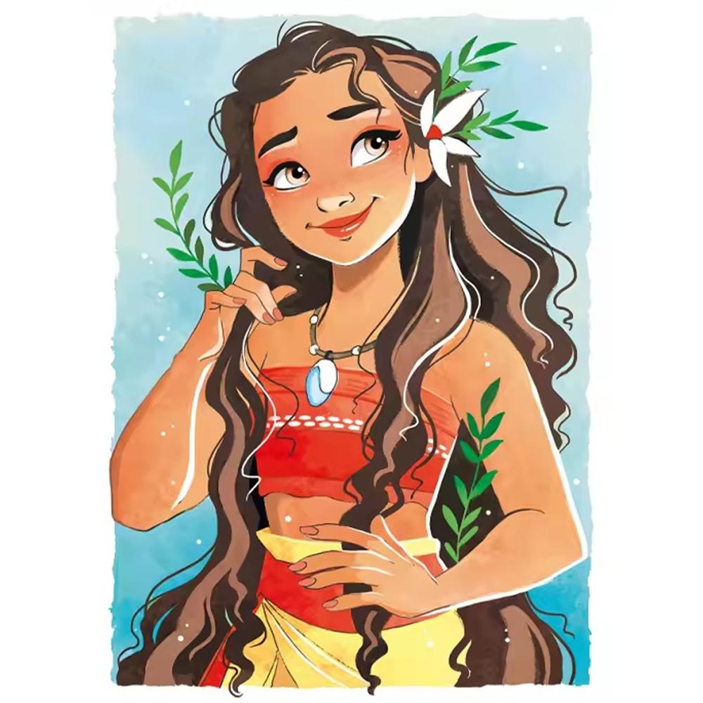 

Disney Diamond Painting Moana Watercolor Style Healing Illustration Mosaic Art DIY Cross Stitch Embroidery Set Full Diamond Home Decor Gift Round 20x30cm