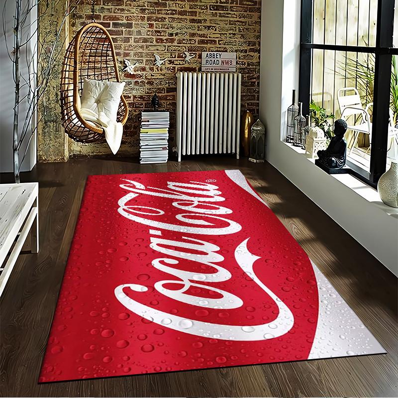 "Red Carpet with Coca-Cola Logo Design and Water Droplets Texture" Suitable for Use As an Anti-slip for Living Room Bedroom Sofas