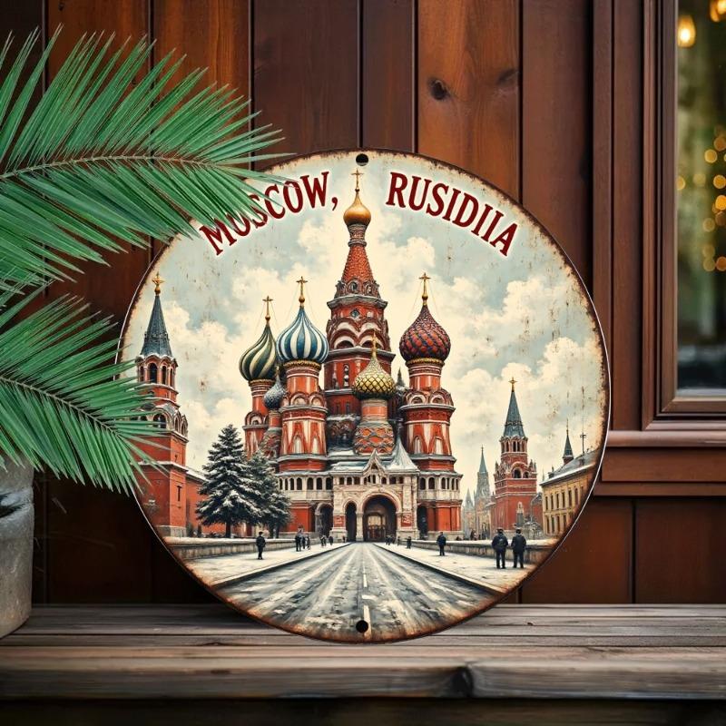 Hexenbesen Halloween Schild, Runde Aluminium Wandplakette 20x20cm