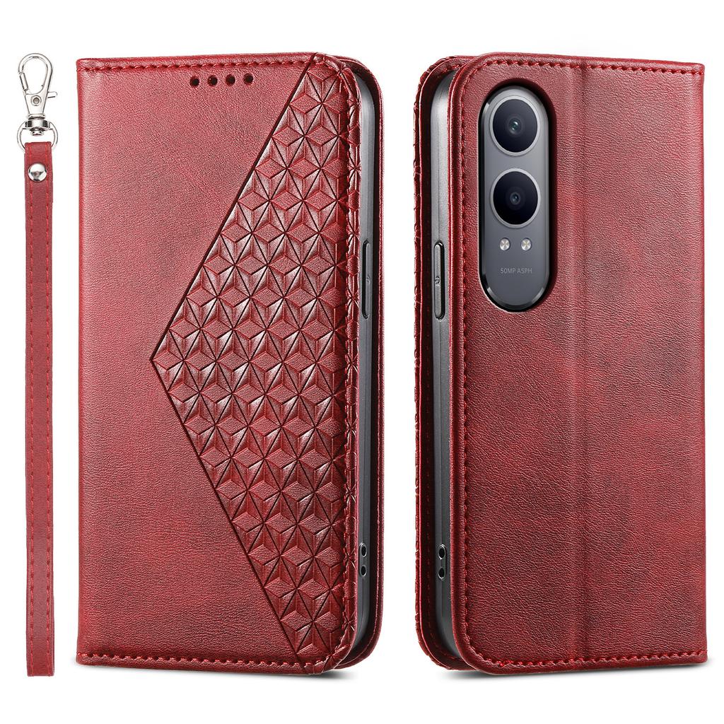 For Oppo K12x 5G (China)/OnePlus Nord CE4 Lite 5G Phone Case Calf Texture PU Leather Wallet Cover with Strap