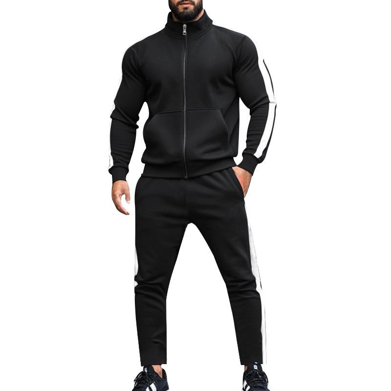 2025 Europe and The United States Spring and Autumn Outdoor New Leisure Men's Sports Suit Color Contrast Outdoor Men's 2 Pieces