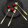 4 Pcs Flower Spoon Coffee Teaspoon 7'' Creative Flower Coffee Spoon Drink Stirring Spoon Stir Bar Spoon Long Handle Spoon Retro Dessert Demitasse