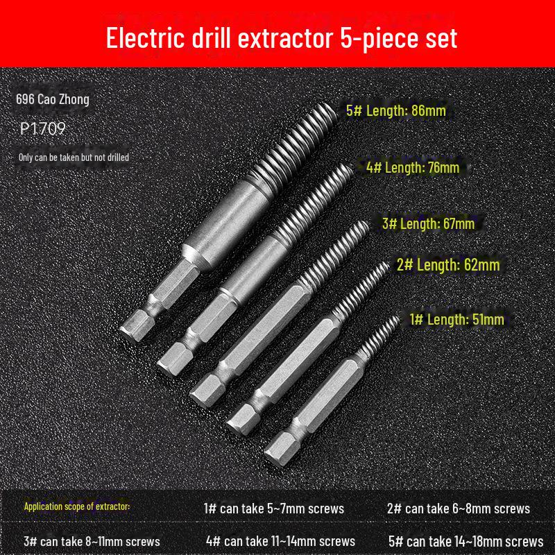 

Экстрактор винтов и болтов промышленного класса с шестигранной ручкой для электродрелей