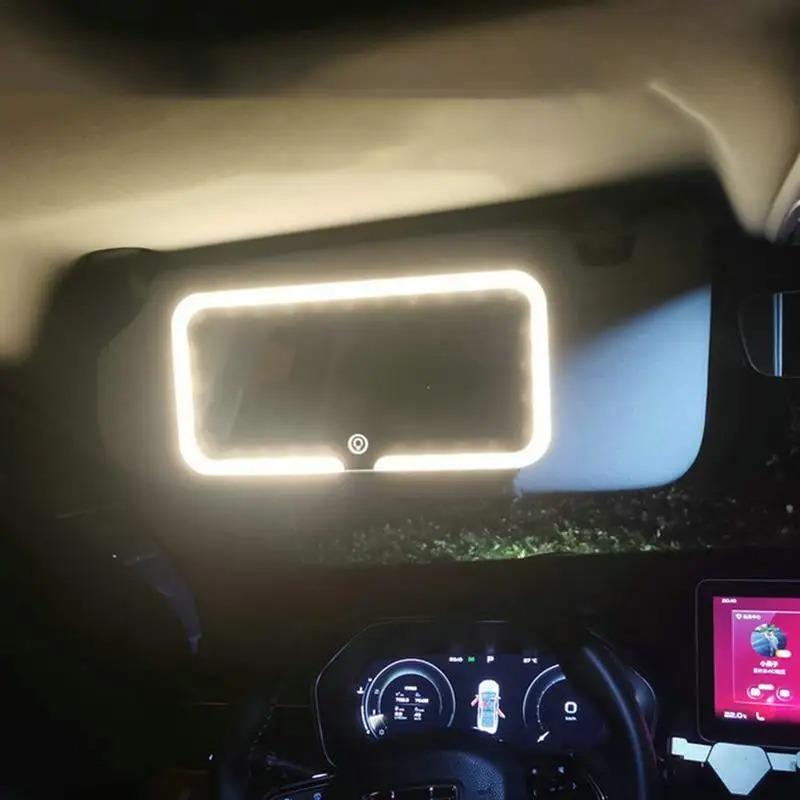 Oglindă de machiaj auto cu LED, oglindă de machiaj auto cu 3 moduri de iluminare și 60 de LED-uri, oglindă cosmetică reîncărcabilă, oglindă auto pentru machiaj