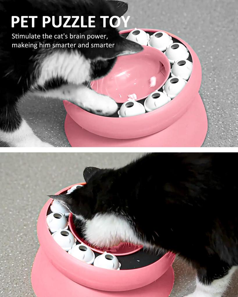 CozyOasis Cat Educational Toy, Food Treats, Solitaire Play, Popular Cat Toy, Pet Feeding, IQ Boost, Smell Training, Exercise Relief (Pink)