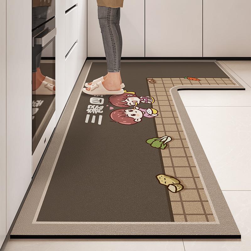 L-shaped Diatom Mud Easy To Clean Foot Pad High-quality Dirt-resistant Anti-slip Pad Household Water-absorbent Oil-absorbent Floor Mat