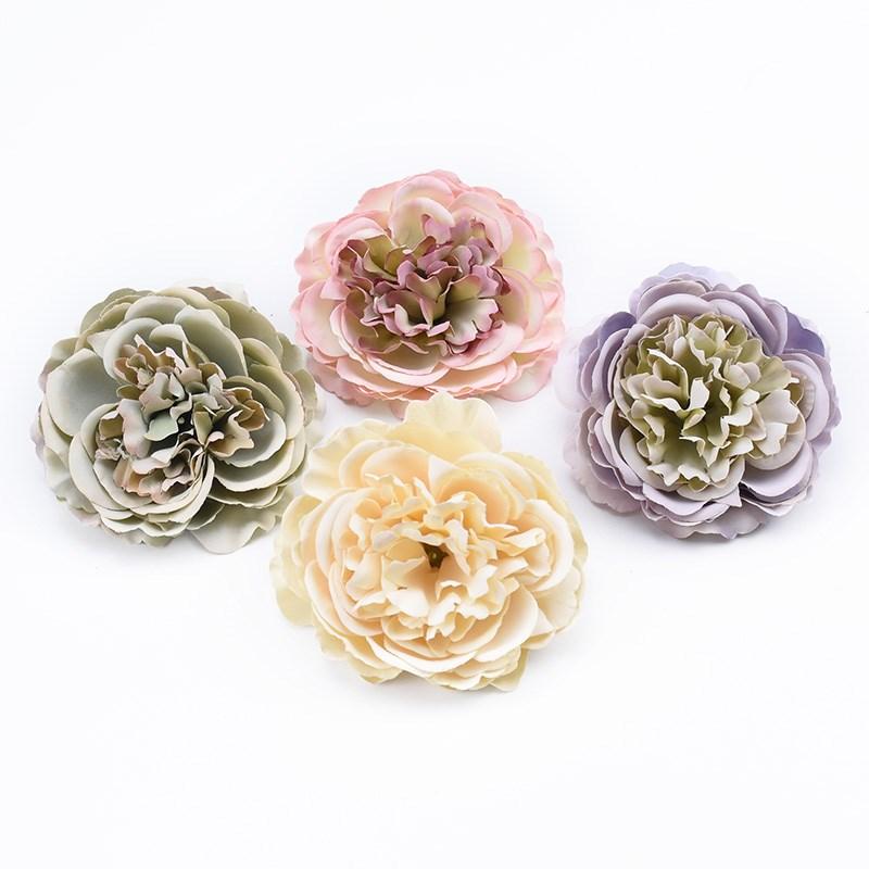 5/10 st Konstgjorda Blommor Europeiska Pionhuvuden Bröllop Brud Hemrum Jul Trädgårdstillbehör Diy Skrapbok Hög kvalitet