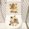 Elegant White Flowers with Gold Leaves Toilet and Wall Sticker Set Waterproof Self-Adhesive Removable Decal for Bathroom WC Decoration