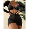 European and American Bikini Three-piece Long Gauze Skirt Strap Swimsuit