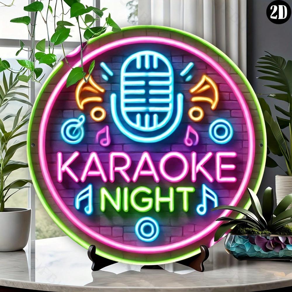 Karaoke Natt Rund Metall Väggdekor Kök Sovrum Vardagsrum Trädgård