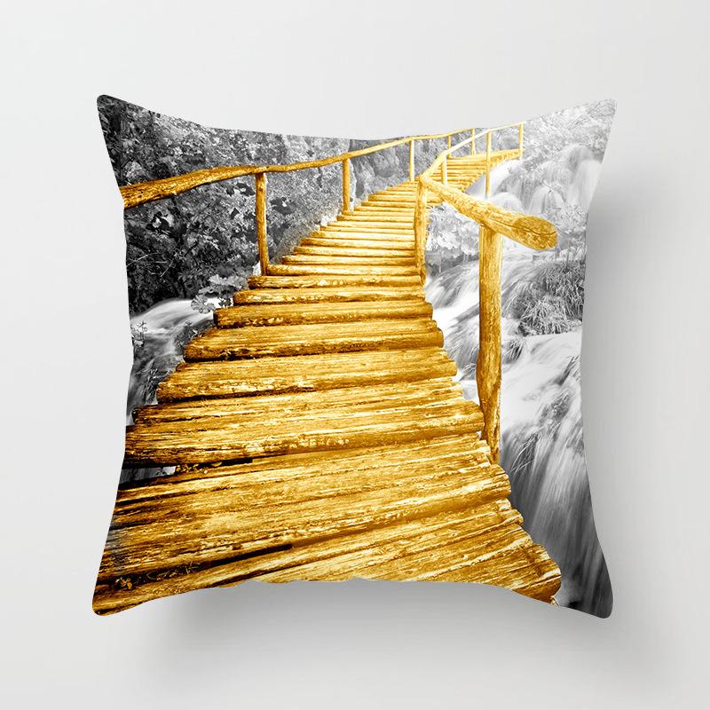 Modern Simple Landscape Car Print Sofa Pillow Cushion Cover Home Soft Furnishings