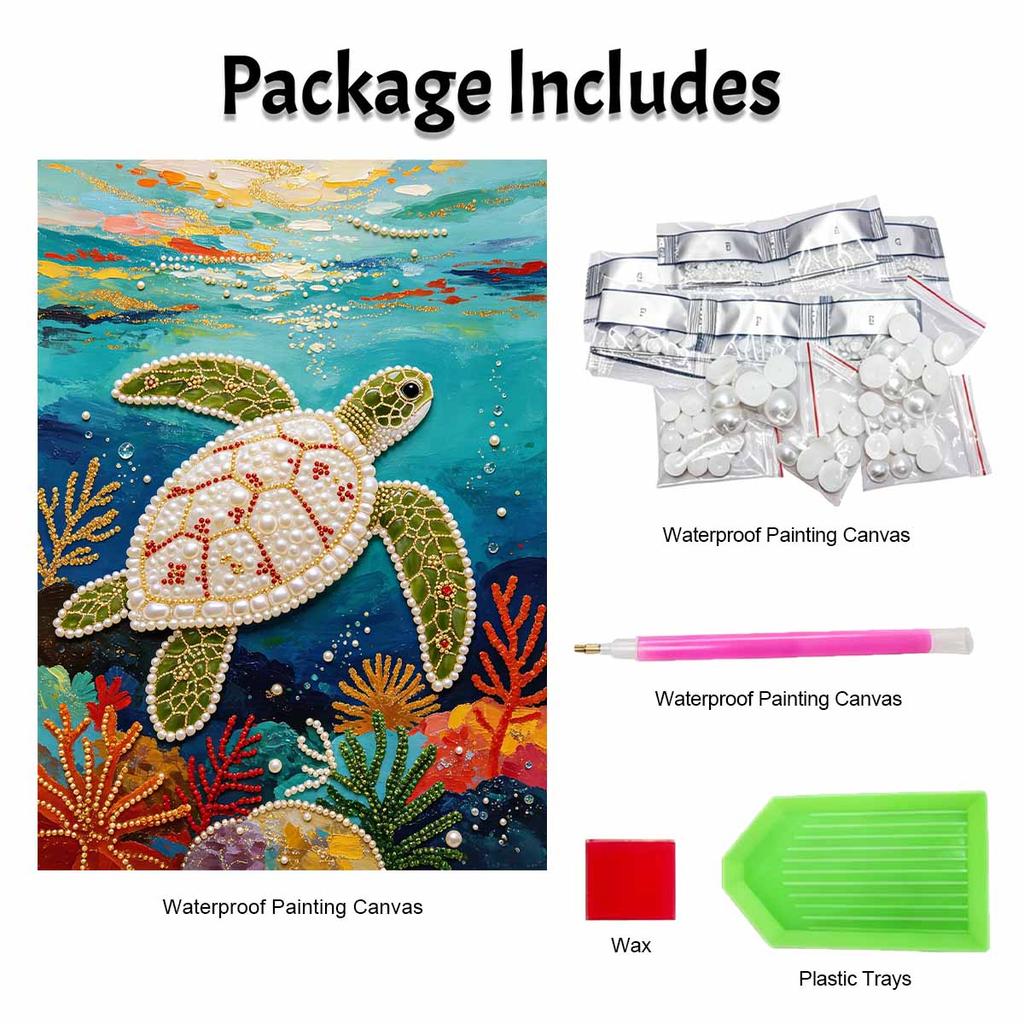 Shiny Pearl Sea Turtle Ocean Life DIY Painting Creative Bead Art Craft Household Wall Decoration Nice Present For Art Hobbyists Family Decor