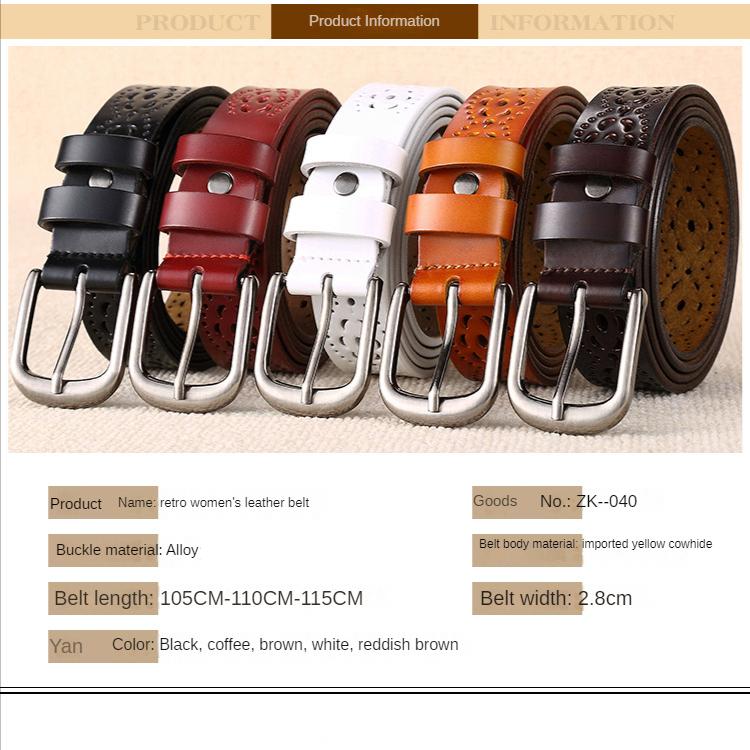 Mai Mult. Curea din piele din piele naturală ocazional versatilă cureaua cu goluri pentru femei, decorativă fină, simplă, la modă, cu cataramă, curea pentru pantaloni pură