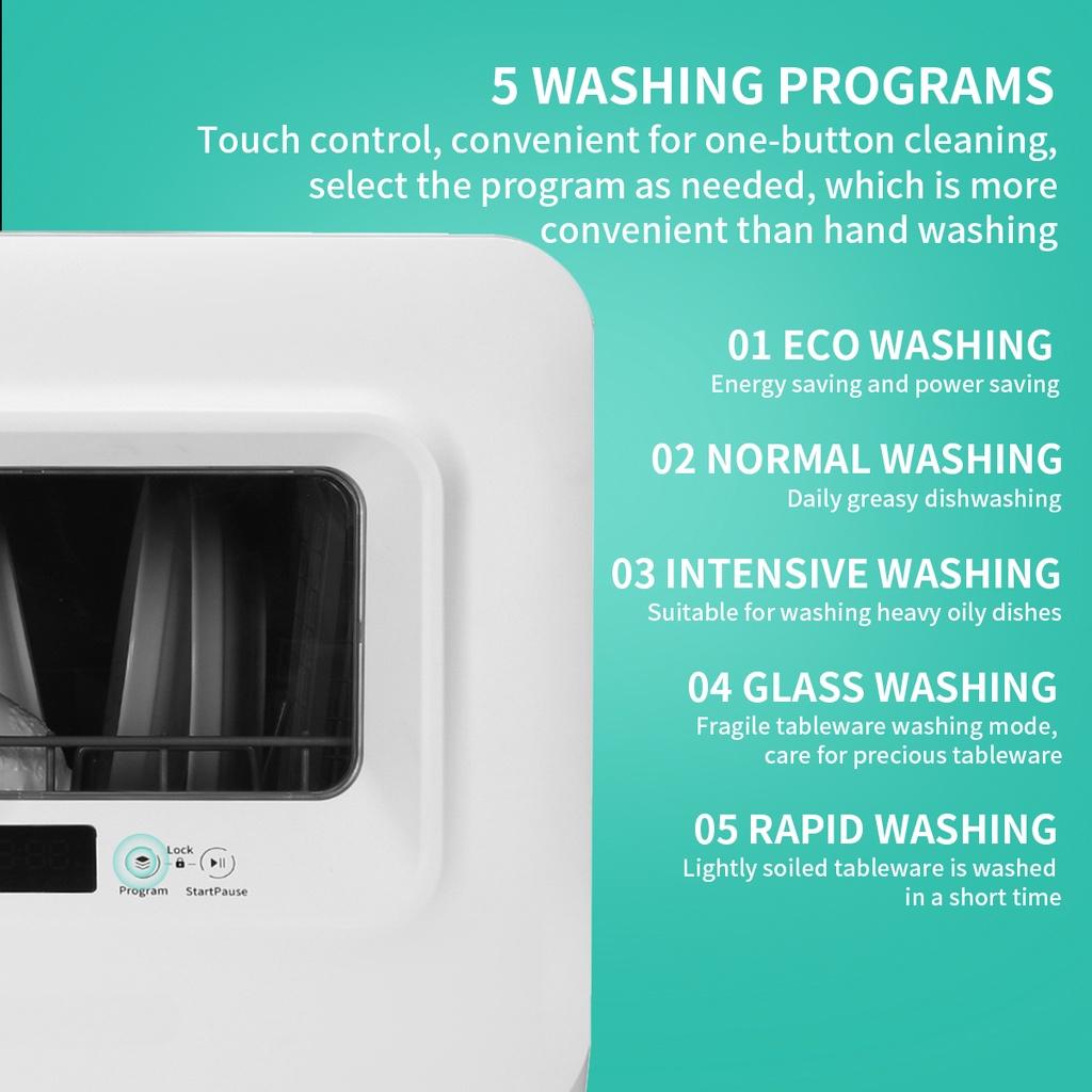 785W Automatic Countertop Dishwasher Disinfecting Cabinet  2/3 Place Setting Desktop 5 Washing Programs Dish Washer Machine UK/US Plug