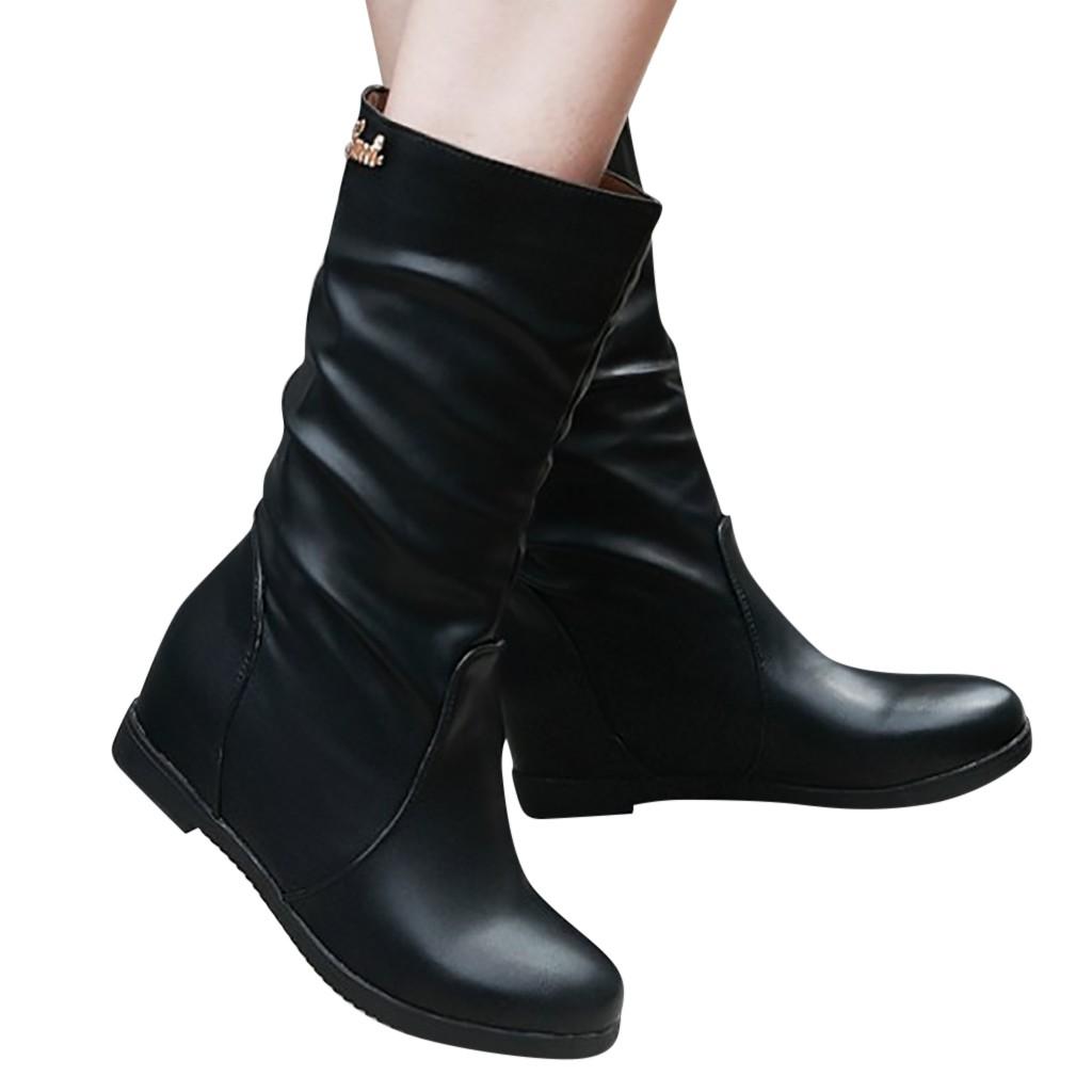Women Fashion Increase Within Boot Student Rhinestone Hollow Large Size Boots