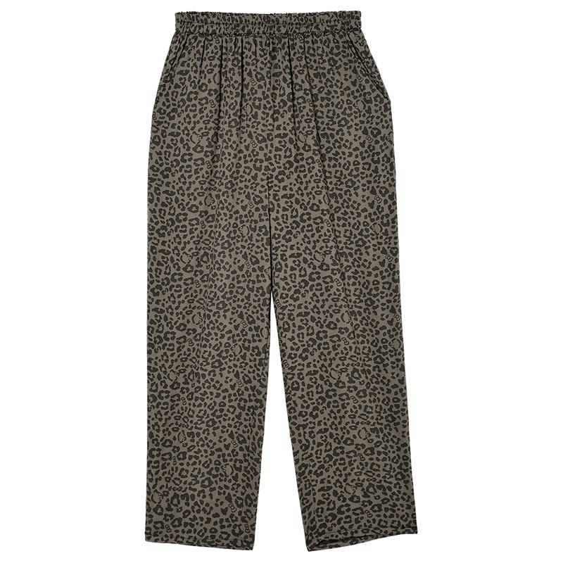 Women's Plus Size Leopard Print Wide Leg Pants, Casual Loose Fit Elastic Waist Trousers (XL-5XL)