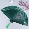 Women Folding Fan Chinese Style Dancing Fan Tassels Bamboo Carving Handle Handheld Performance Fan Photo Prop abanico de mano