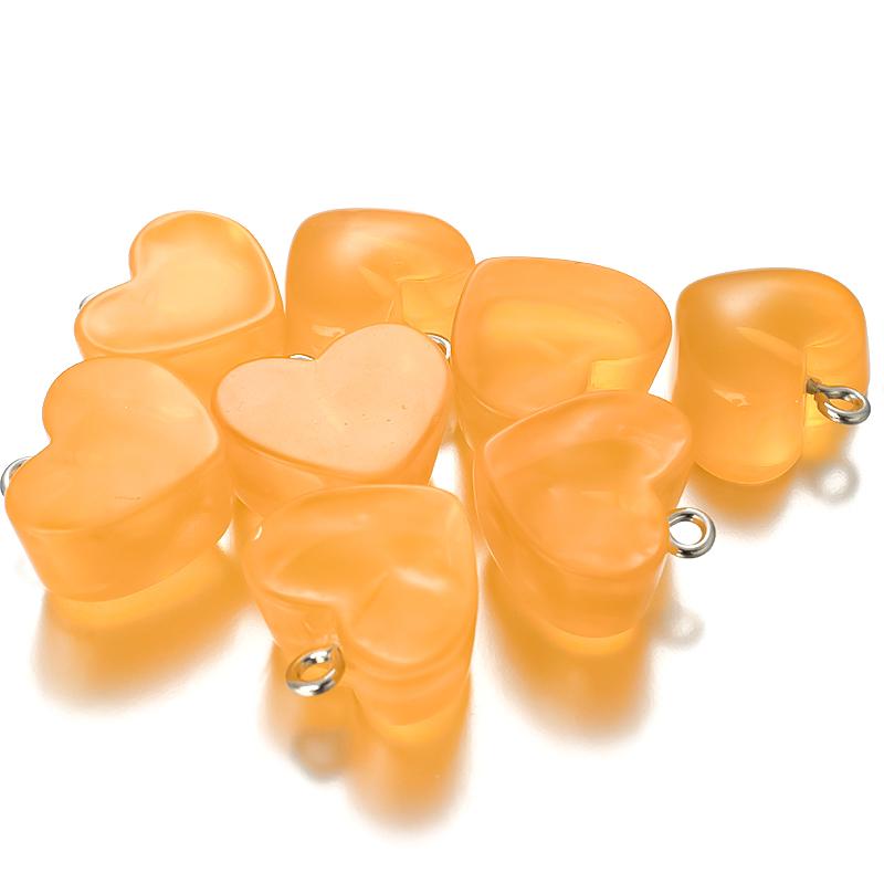 10pcs/Lot Color Transparent Resin Heart Pendants Beads Candy Color Charms for Jewelry Making DIY Necklace Earrings Accessories