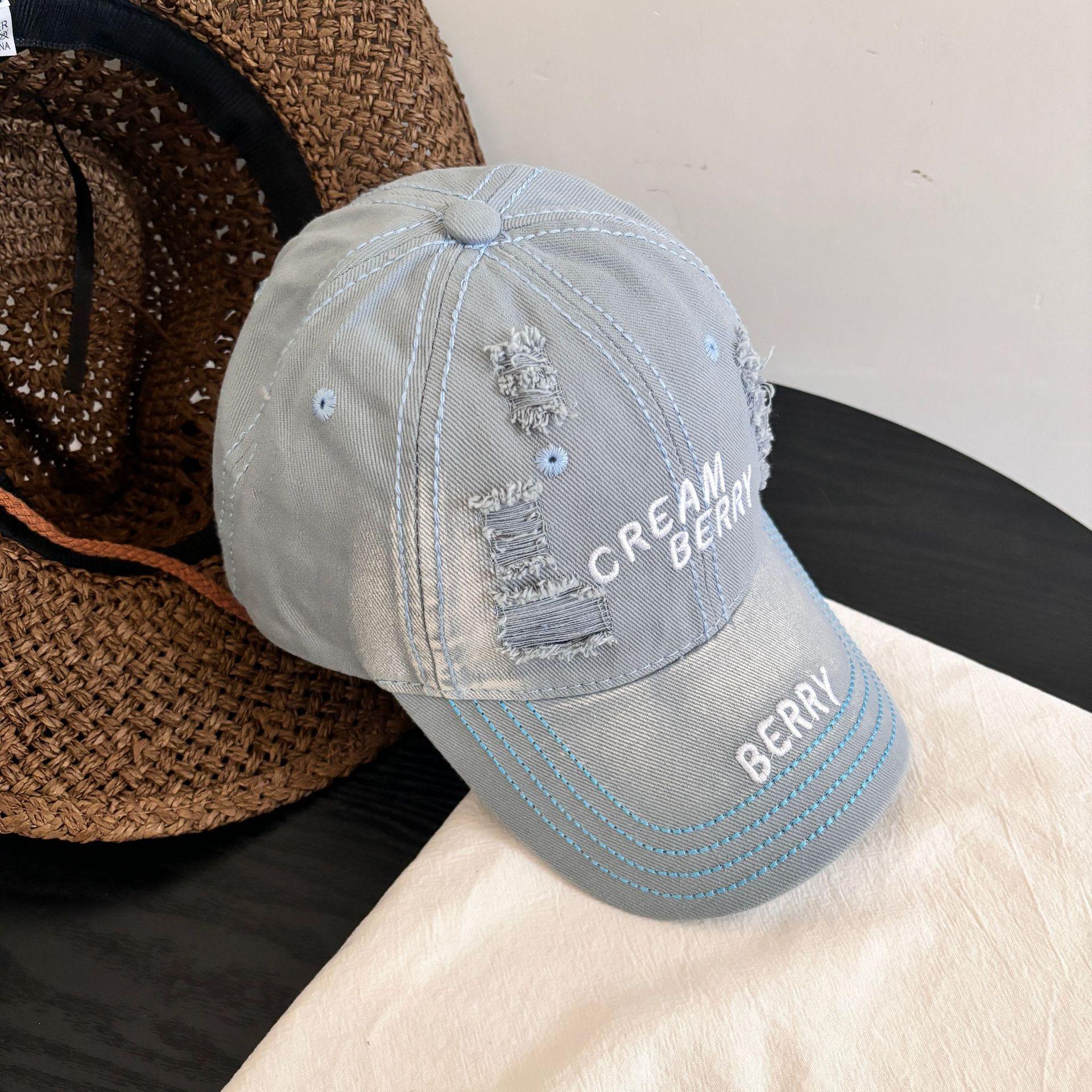 

New new big head circumference cap shading face small male trendy brand retro hole American baseball cap female summer M（56-58cm）