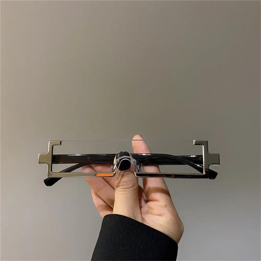 Tech Inspired Future Feeling Sunglasses Metal Rectangular Integrated Sunglasses Neutral Small Frame Sunglasses for Women