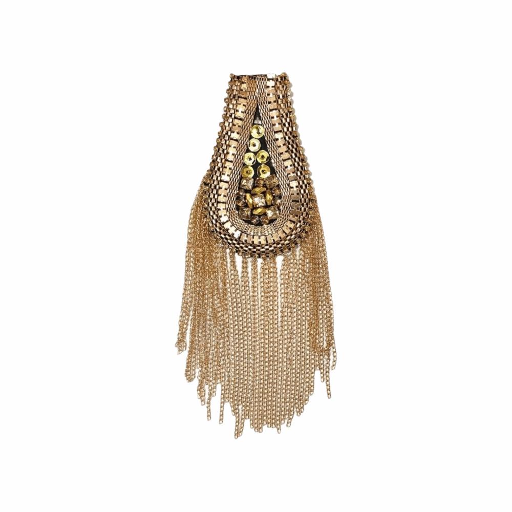Rhinestone Decor Shoulder Tassel Epaulet Long Chain Multi Tassel Detachable Shoulder Epaulettes Handmade Rivet Design