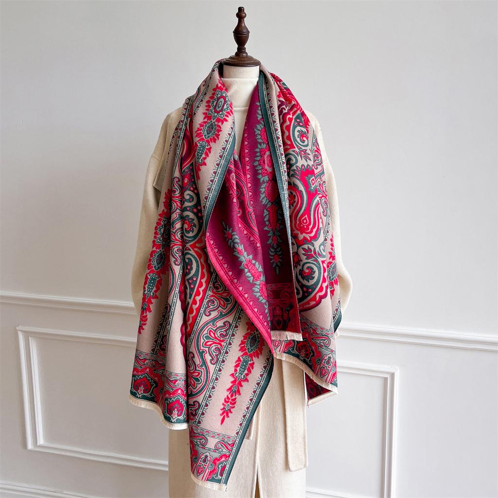 Women Winter Scarf Cashmere Pashmina Shawls and Wraps Bufandas Floral Print Warm Thick Scarves Blanket for Lady  Newpe