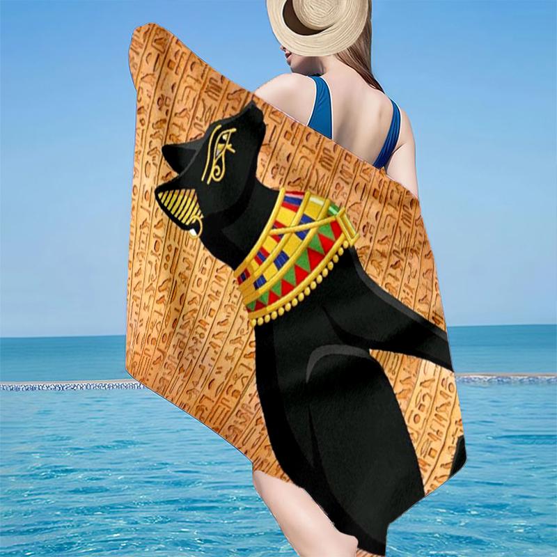 Telo da Spiaggia Anubi Egiziano, Microfibra Super Morbida, Regalo per Lei/Lui, Compleanno, per Piscina, Spiaggia, Viaggio, Decorazione Casa, Regali per Fan