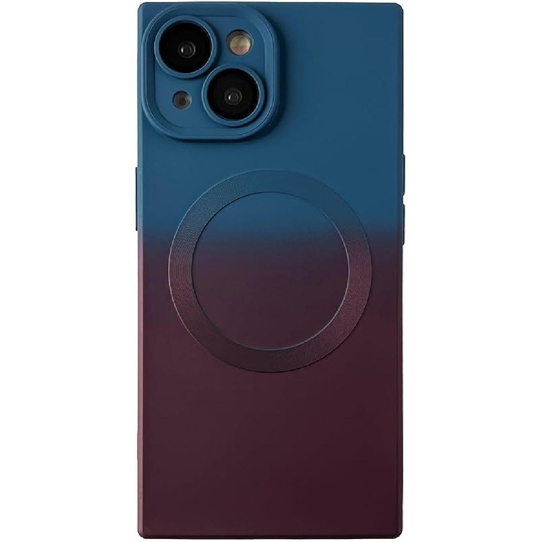 Caseative for iPhone 13 Case,Rectangle Gradient Silicone Soft Magnetic Case for iPhone, Compatible with MagSafe Wireless Charging (Red,iPhone 13)