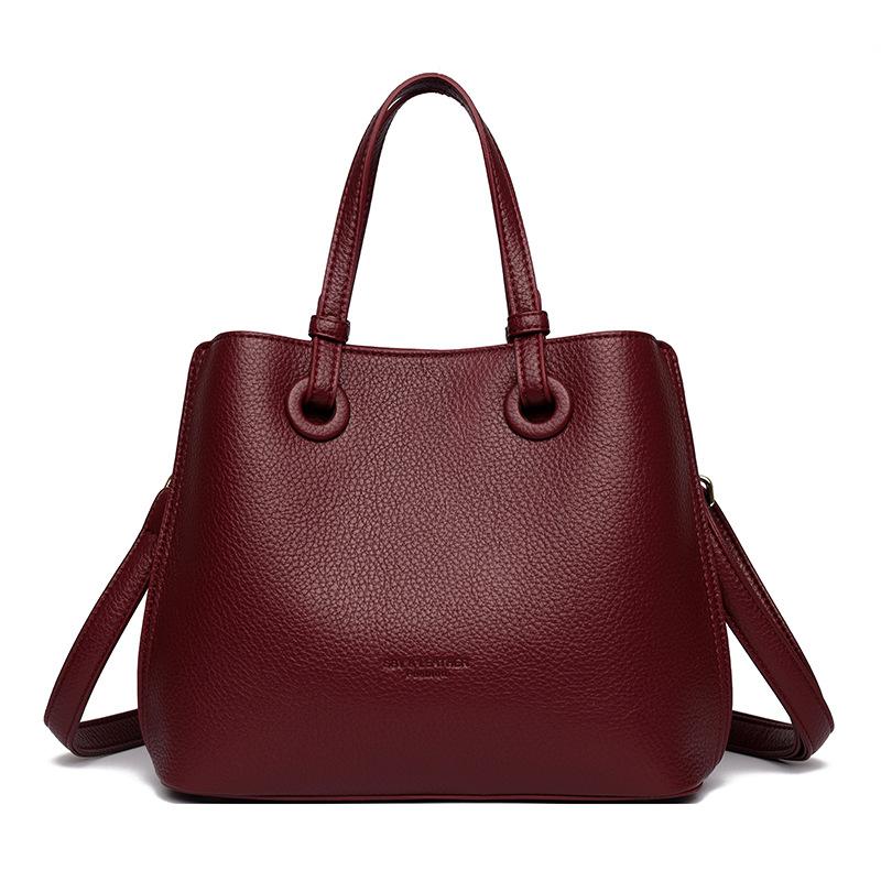 

Explosive and Versatile Fashion Bucket Bag, Soft Leather Large Capacity Crossbody Handbag, High-end Texture Shoulder Bag бордовий