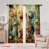 2pcs,2D Plane Printing Curtain Fabric Dinosaur Friends Versatile Polyester Fabric (without Rod) Gifts Use for Living Room,